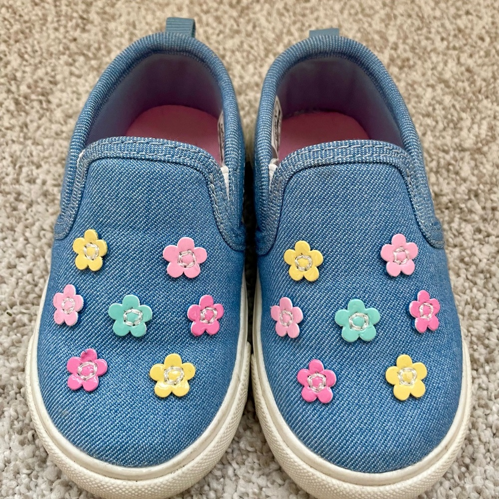 Floral Denim Kids Slip-On Shoes